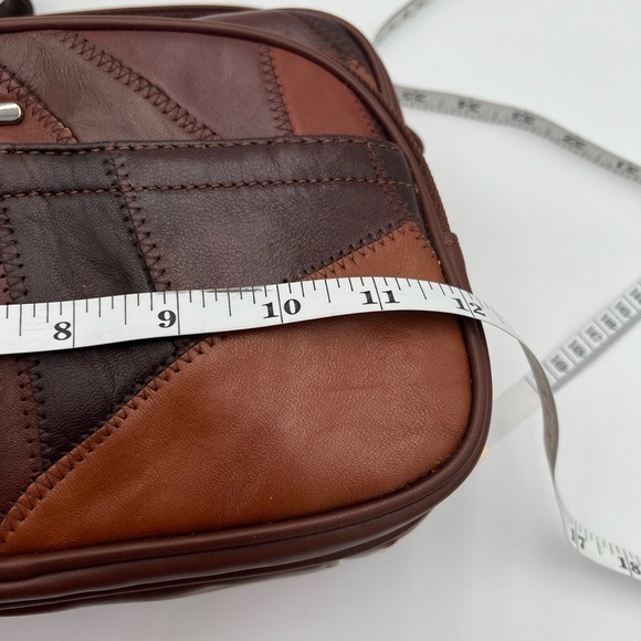 BOHO Brown Patchwork Faux Leather Shoulder Purse - Picture 4 of 9